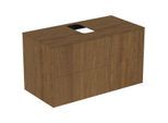 Ideal Standard Conca Waschtisch-Unterschrank T3942Y5 mit Ausschnitt, 2 Auszüge, 100x50,5x55 cm, mittig, Walnuss dunkel Furnier