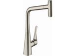 hansgrohe Metris Select 320 Küchenarmatur 14884800 Edelstahl-Optik, schwenkbar, herausziehb. Auslauf