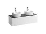 LAUFEN Sonar Schubladenelement/Sideboard H4054280341431 117,5x34x45,5cm, Ausschnitt links/rechts, mit Hahnloch, Weiß matt/Nero Marquina