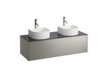 LAUFEN Sonar Schubladenelement/Sideboard H4054280341421 117,5x34x45,5cm, Ausschnitt links/rechts, mit Hahnloch, Titan/Nero Marquina
