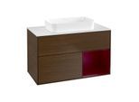 Villeroy und Boch Finion Waschtischunterschrank F661HBGN 100x60,3x50,1cm, Regal rechts Peony, Walnut veneer