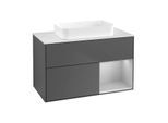 Villeroy und Boch Finion Waschtischunterschrank F661GJGK 100x60,3x50,1cm, Regal rechts Light grey matt, Anthracite matt