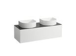 LAUFEN Sonar Schubladenelement/Sideboard H4054240341431 117,5x34x45,5cm, Ausschnitt links/rechts, Weiß matt/Nero Marquina