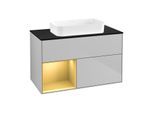 Villeroy und Boch Finion Waschtischunterschrank F652HFGJ 100x60,3x50,1cm, Regal links Gold matt, Light grey matt