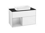 Villeroy und Boch Finion Waschtischunterschrank F652GJGF 100x60,3x50,1cm, Regal links Light grey matt, Glossy white lacquer