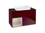 Villeroy und Boch Finion Waschtischunterschrank F652HHHB 100x60,3x50,1cm, Regal links Sand Matt Lacquer, Peony Matt