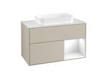 Villeroy und Boch Finion Waschtischunterschrank F661GFHH 100x60,3x50,1cm, Regal rechts Glossy white lacquer, Sand Matt Lacquer
