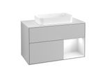 Villeroy und Boch Finion Waschtischunterschrank F661GFGJ 100x60,3x50,1cm, Regal rechts Glossy white lacquer, Light grey matt