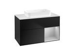 Villeroy und Boch Finion Waschtischunterschrank F661GJPD 100x60,3x50,1cm, Regal rechts Light grey matt, Black matt lacquer
