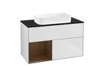Villeroy und Boch Finion Waschtischunterschrank F652GNMT 100x60,3x50,1cm, Regal links Walnut veneer, White matt lacquer