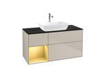 Villeroy und Boch Finion Waschtischunterschrank G822HFHH 120cm, Abdeckplatte black matt, Emotion, Regale Gold matt lacquer, Sand Matt Lacquer