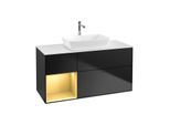 Villeroy und Boch Finion Waschtischunterschrank G821HFPD 120cm, Abdeckplatte white matt, Emotion, Regale Gold matt lacquer, Black matt lacquer
