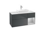 Villeroy und Boch Finion Waschtischunterschrank G831GJHG 120cm, Abdeckplatte white matt, Emotion, Regale Light grey matt lacquer, Midnight Blue Matt Lacquer