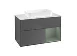 Villeroy und Boch Finion Waschtischunterschrank F661GMGK 100x60,3x50,1cm, Regal rechts Olive Matt Lacquer, Anthracite matt