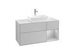 Villeroy und Boch Finion Waschtischunterschrank F831GJGJ 120cm, Abdeckplatte white matt, Regale Light grey matt lacquer, Light grey matt