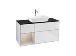 Villeroy und Boch Finion Waschtischunterschrank G822HHMT 120cm, Abdeckplatte black matt, Emotion, Regale sand matt lacquer, White matt lacquer