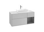 Villeroy und Boch Finion Waschtischunterschrank G831GKGJ 120cm, Abdeckplatte white matt, Emotion, Regale Anthracite matt lacquer, Light grey matt