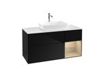 Villeroy und Boch Finion Waschtischunterschrank G831PCPH 120cm, Abdeckplatte white matt, Emotion, Regale Oak Veneer, Glossy Black Lacquer