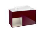 Villeroy und Boch Finion Waschtischunterschrank F651HHHB 100x60,3x50,1cm, Regal links Sand Matt Lacquer, Peony Matt