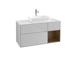 Villeroy und Boch Finion Waschtischunterschrank F831GNGJ 120cm, Abdeckplatte white matt, Regale Walnut Veneer, Light grey matt