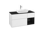 Villeroy und Boch Finion Waschtischunterschrank F832PHGF 120cm, Abdeckplatte black matt, Regale Glossy black lacquer, Glossy white lacquer
