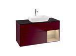 Villeroy und Boch Finion Waschtischunterschrank F832PCHB 120cm, Abdeckplatte black matt, Regale Oak Veneer, Peony Matt
