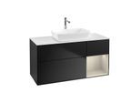Villeroy und Boch Finion Waschtischunterschrank G831HHPD 120cm, Abdeckplatte white matt, Emotion, Regale sand matt lacquer, Black matt lacquer