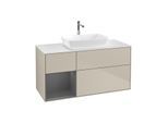 Villeroy und Boch Finion Waschtischunterschrank G821GKHH 120cm, Abdeckplatte white matt, Emotion, Regale Anthracite matt lacquer, Sand Matt Lacquer