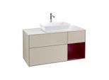 Villeroy und Boch Finion Waschtischunterschrank F831HBHH 120cm, Abdeckplatte white matt, Regale Peony matt lacquer, Sand Matt Lacquer