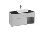 Villeroy und Boch Finion Waschtischunterschrank F832GKGJ 120cm, Abdeckplatte black matt, Regale Anthracite matt lacquer, Light grey matt