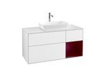 Villeroy und Boch Finion Waschtischunterschrank F831HBGF 120cm, Abdeckplatte white matt, Regale Peony matt lacquer, Glossy white lacquer