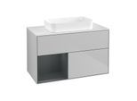 Villeroy und Boch Finion Waschtischunterschrank G651HGGJ 100x60,3x50,1cm, Regal links Midnight Blue Matt Lacquer, Light grey matt