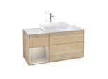 Villeroy und Boch Finion Waschtischunterschrank G821HHPC 120cm, Abdeckplatte white matt, Emotion, Regale sand matt lacquer, Oak Veneer