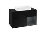 Villeroy und Boch Finion Waschtischunterschrank G662HGPH 100x60,3x50,1cm, Regal rechts Midnight Blue Matt Lacquer, Glossy Black Lacquer