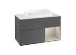 Villeroy und Boch Finion Waschtischunterschrank F661HHGK 100x60,3x50,1cm, Regal rechts Sand Matt, Anthracite matt
