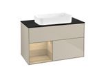 Villeroy und Boch Finion Waschtischunterschrank G652PCHH 100x60,3x50,1cm, Regal links Oak Veneer, Sand Matt Lacquer