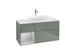 Villeroy und Boch Finion Waschtischunterschrank G821GJGM 120cm, Abdeckplatte white matt, Emotion, Regale Light grey matt lacquer, Olive Matt Lacquer