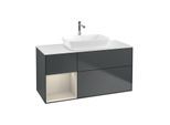 Villeroy und Boch Finion Waschtischunterschrank G821HHHG 120cm, Abdeckplatte white matt, Emotion, Regale sand matt lacquer, Midnight Blue Matt Lacquer