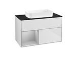 Villeroy und Boch Finion Waschtischunterschrank G652GJMT 100x60,3x50,1cm, Regal links Light grey matt, White matt lacquer