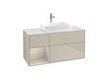 Villeroy und Boch Finion Waschtischunterschrank G821HHHH 120cm, Abdeckplatte white matt, Emotion, Regale sand matt lacquer, Sand Matt Lacquer