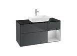 Villeroy und Boch Finion Waschtischunterschrank F832GJHG 120cm, Abdeckplatte black matt, Regale Light grey matt lacquer, Midnight Blue Matt Lacquer