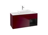Villeroy und Boch Finion Waschtischunterschrank G831PHHB 120cm, Abdeckplatte white matt, Emotion, Regale Glossy black lacquer, Peony Matt
