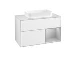 Villeroy und Boch Finion Waschtischunterschrank G661GJGF 100x60,3x50,1cm, Regal rechts Light grey matt, Glossy white lacquer