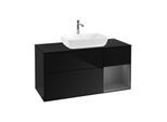 Villeroy und Boch Finion Waschtischunterschrank F832GKPH 120cm, Abdeckplatte black matt, Regale Anthracite matt lacquer, Glossy Black Lacquer