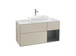 Villeroy und Boch Finion Waschtischunterschrank F831HGHH 120cm, Abdeckplatte white matt, Regale Midnight matt lacquer, Sand Matt Lacquer