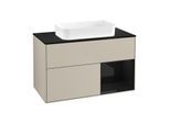 Villeroy und Boch Finion Waschtischunterschrank F662PHHH 100x60,3x50,1cm, Regal rechts Glossy Black Lacquer, Sand Matt Lacquer