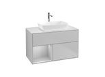 Villeroy und Boch Finion Waschtischunterschrank F771GJGJ 100cm, Abdeckplatte white matt, Regale Light grey matt lacquer, Light grey matt