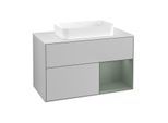 Villeroy und Boch Finion Waschtischunterschrank G661GMGJ 100x60,3x50,1cm, Regal rechts Olive Matt Lacquer, Light grey matt