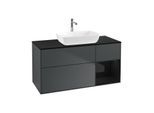 Villeroy und Boch Finion Waschtischunterschrank F832PHHG 120cm, Abdeckplatte black matt, Regale Glossy black lacquer, Midnight Blue Matt Lacquer