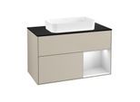 Villeroy und Boch Finion Waschtischunterschrank G662MTHH 100x60,3x50,1cm, Regal rechts White matt lacquer, Sand Matt Lacquer